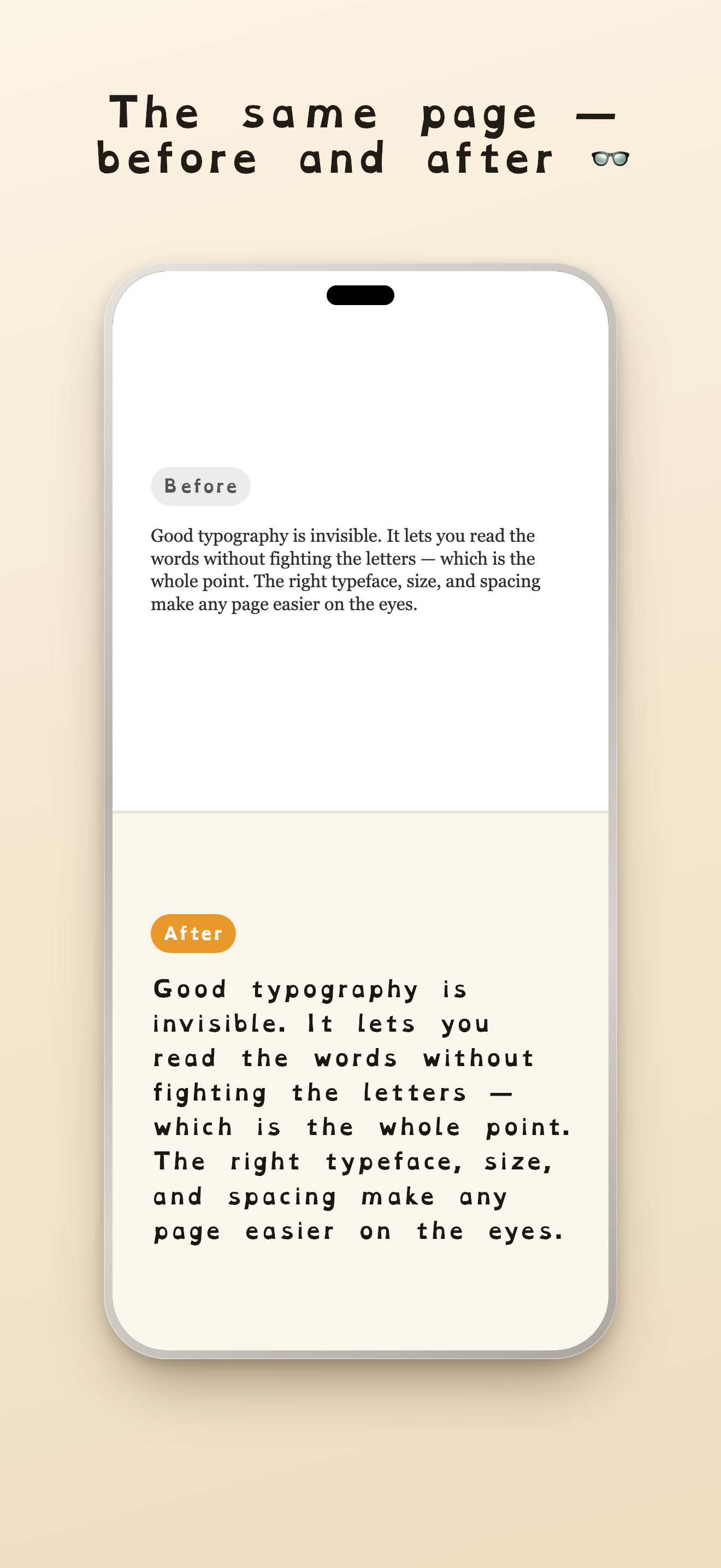 The same page, before and after